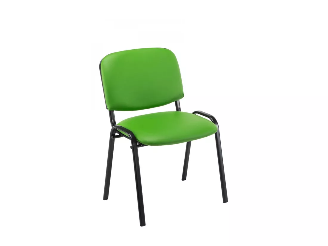 Lot de 4 Chaise de conférence - Similicuir & Métal noir mat - Vert - Ken