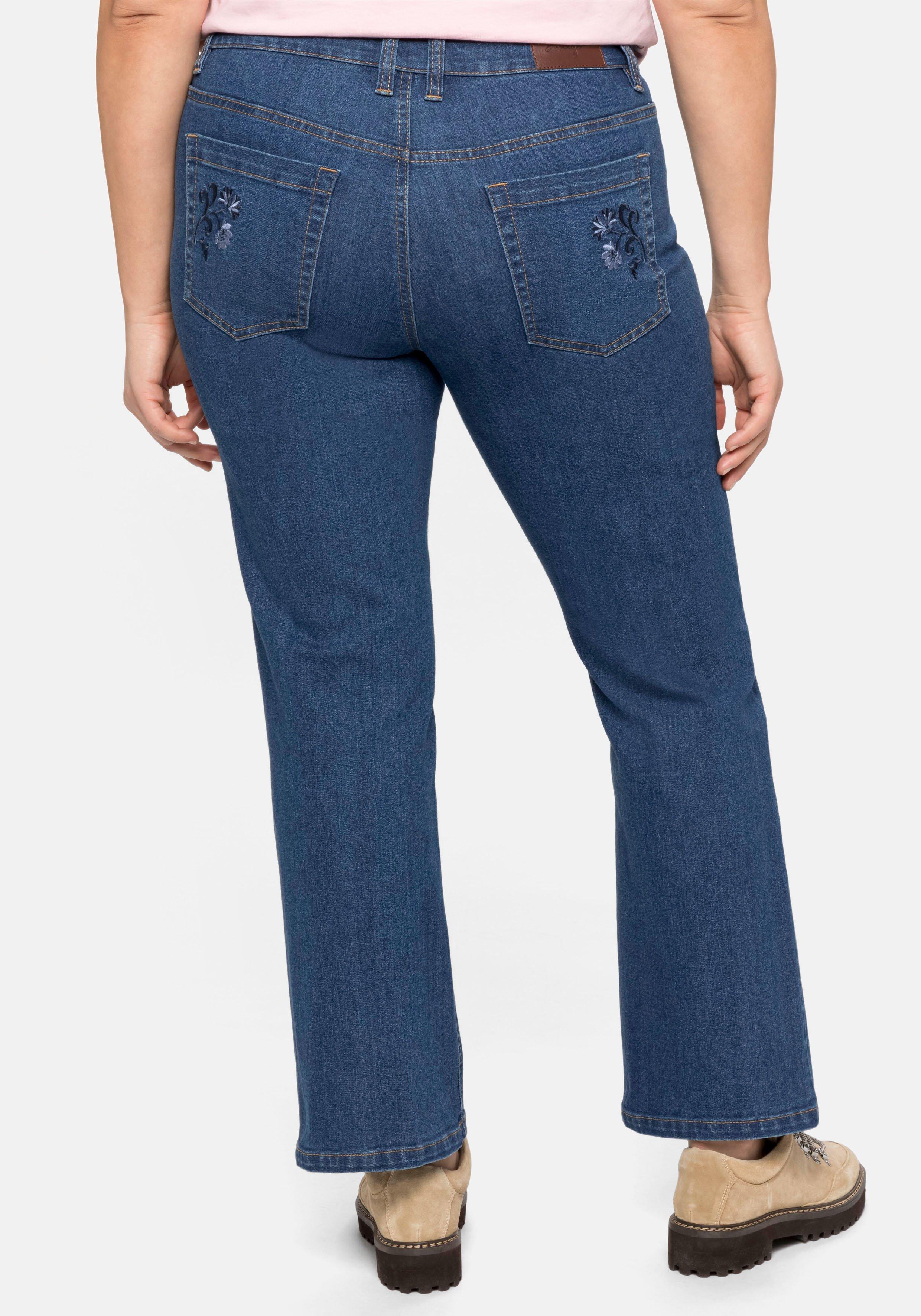 Bootcut Trachtenjeans mit abknöpfbarem Latz