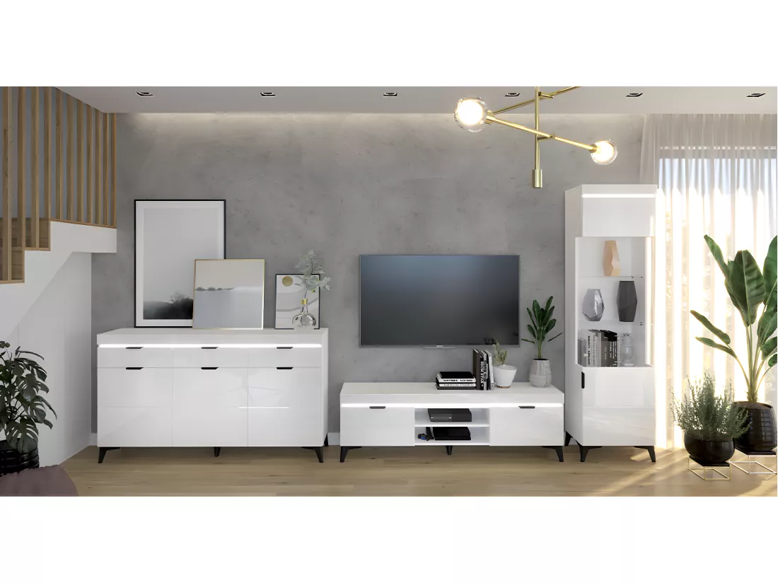 Vitrine 1 porte LED inclus Ruben Blanc