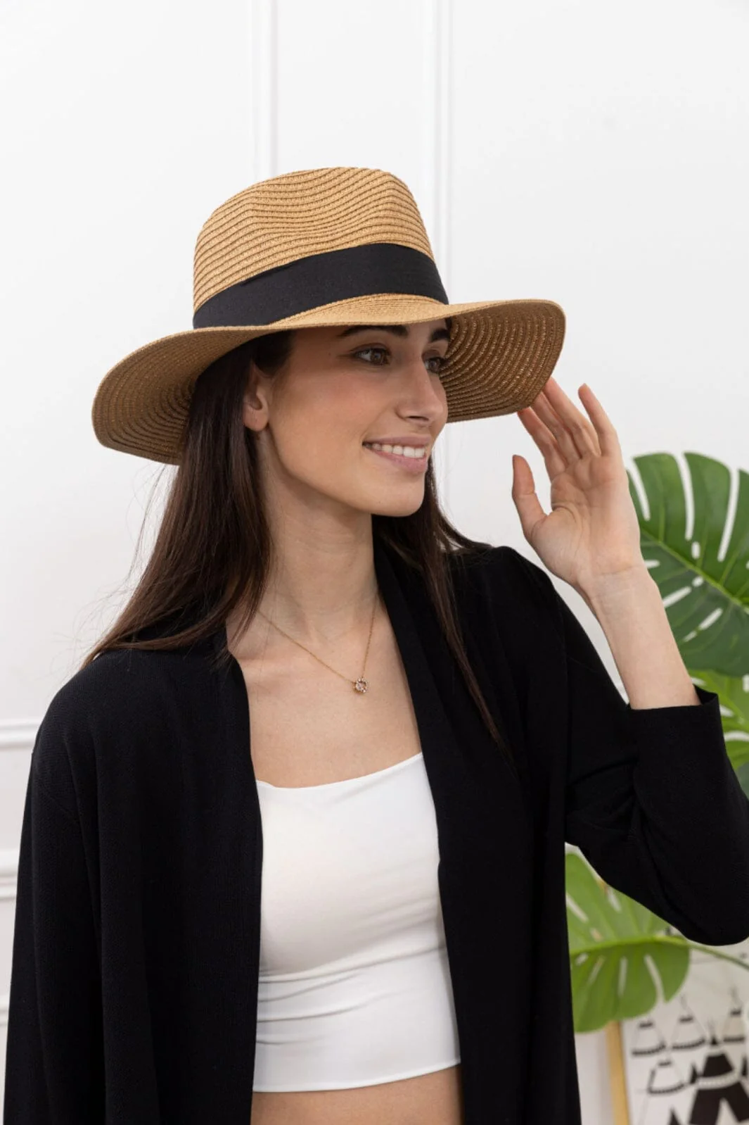 Anobel Copenhagen Faux Straw Panama Hat Xm3475 brown