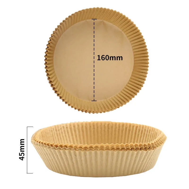 (100er Set) Ø16cm Backpapier Schalen Heissluft Fritteuse Pergamin Papier - Braun