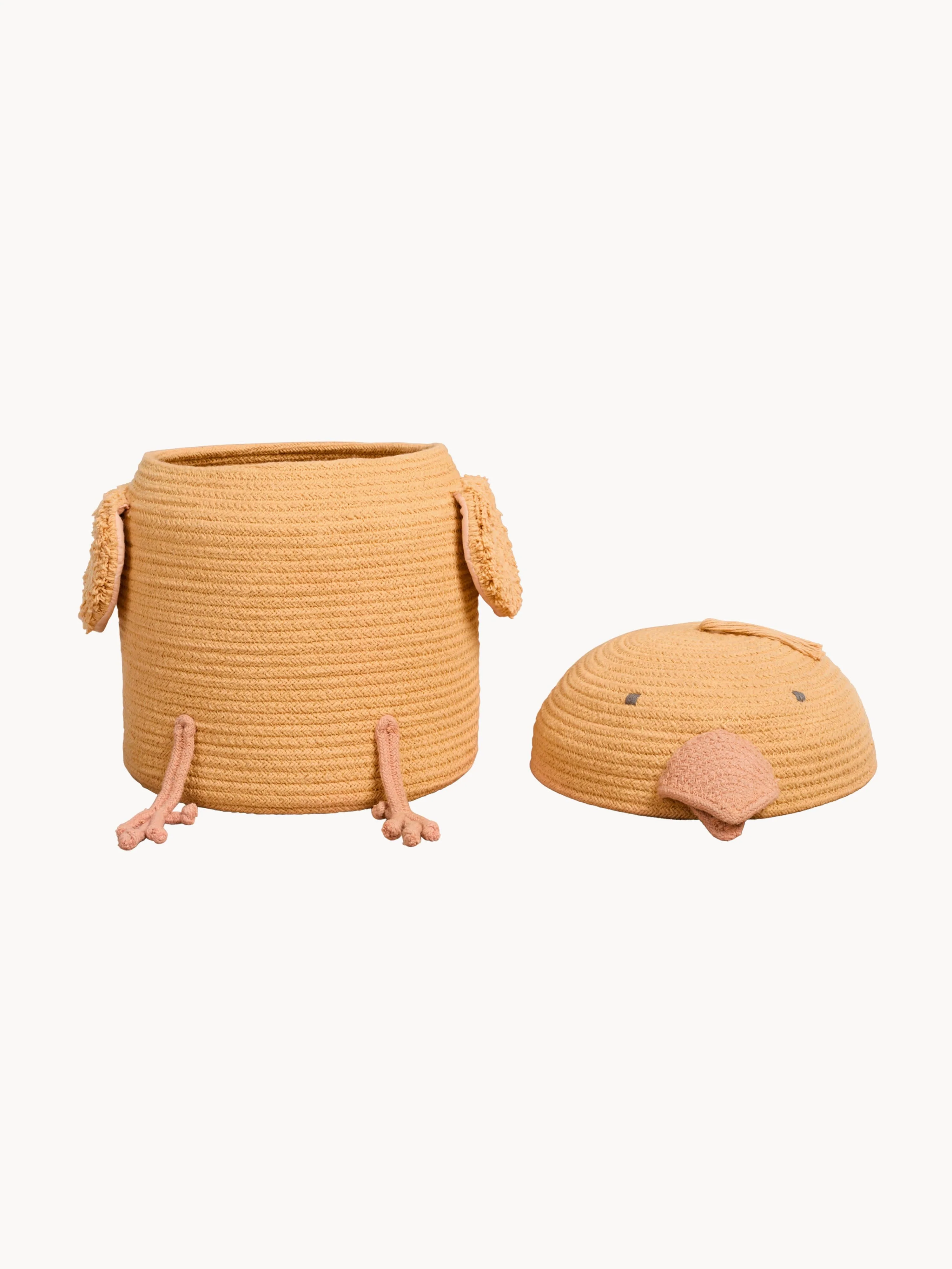 Opbergmand Charlie the Chicken met deksel, handgemaakt
