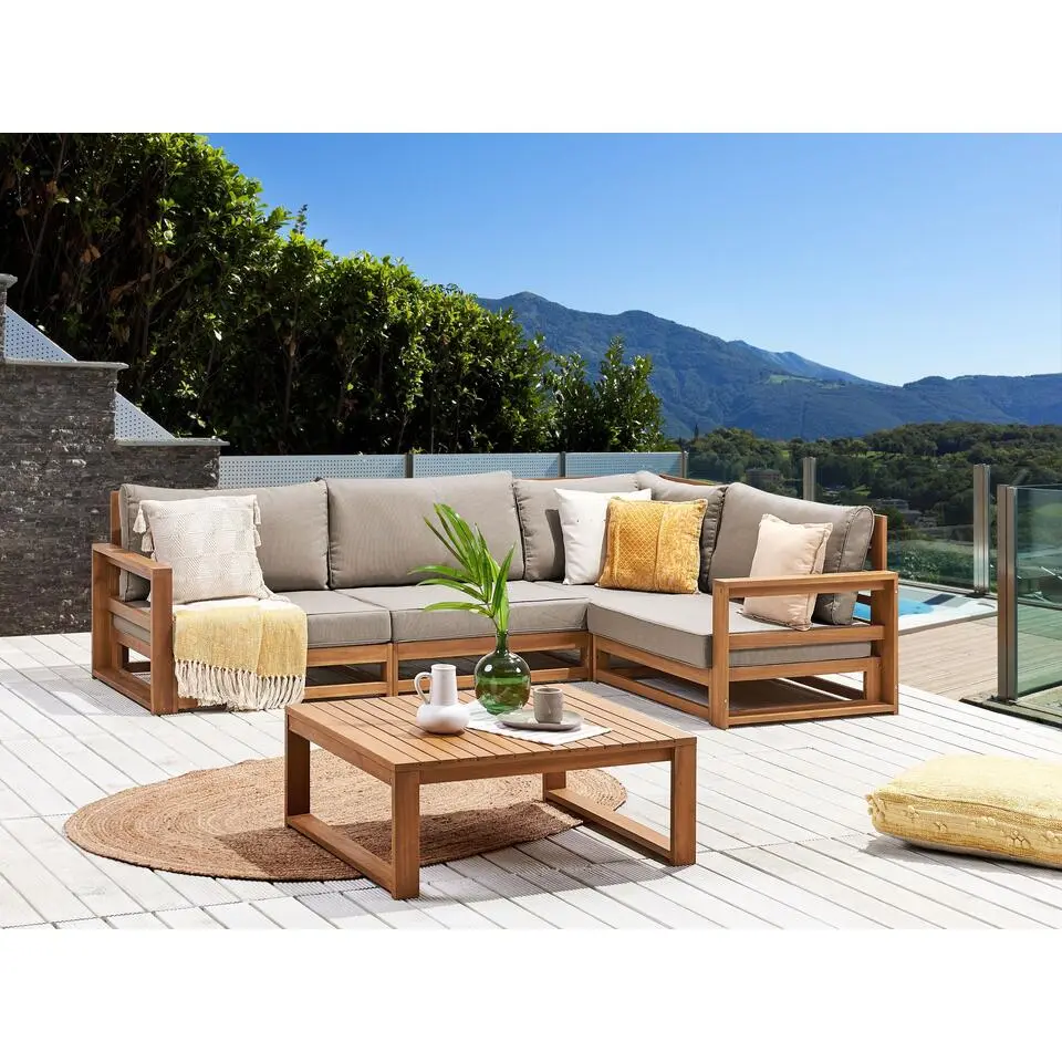Beliani Loungeset TIMOR - Lichte houtkleur - Acaciahout