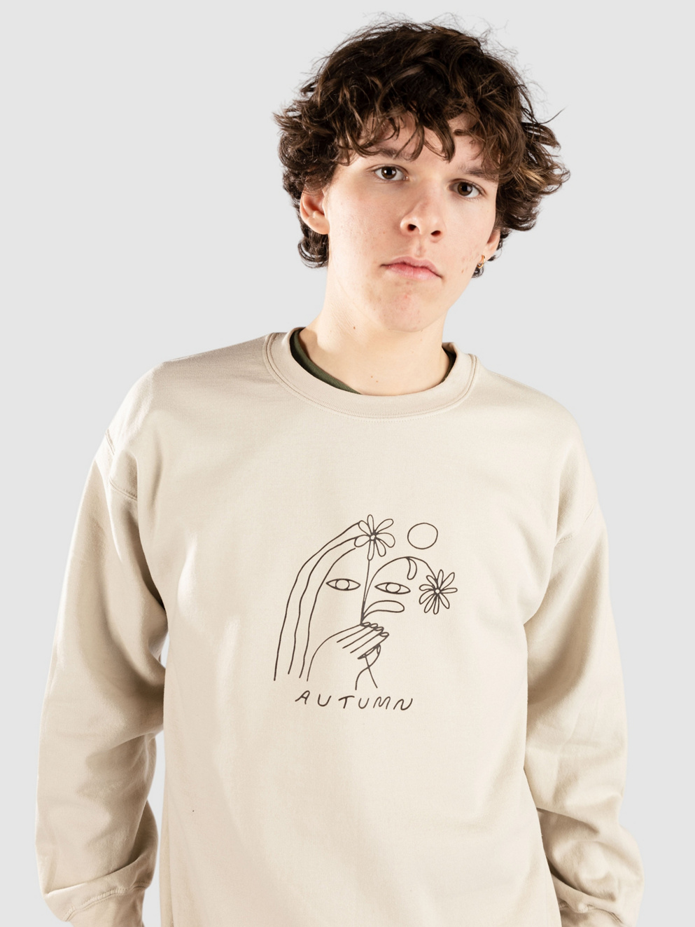 Autumn Headwear Her Eyes Crewneck Sweater sand