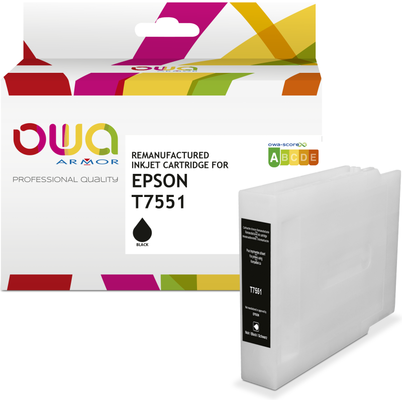 Cartouche d'encre remanufacturée OWA - haute capacité - Noir - pour EPSON T7551