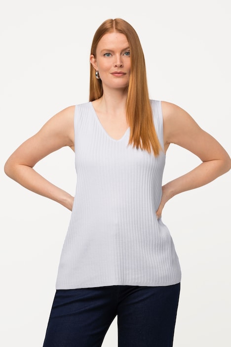 Stricktop, Rippstrick, V-Ausschnitt, ärmellos