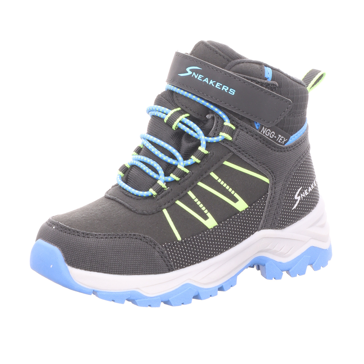 Sneakers Kinder-Jungen-Outdoor-Allwetterstiefel Schwarz-Blau-Gelb-Weiß