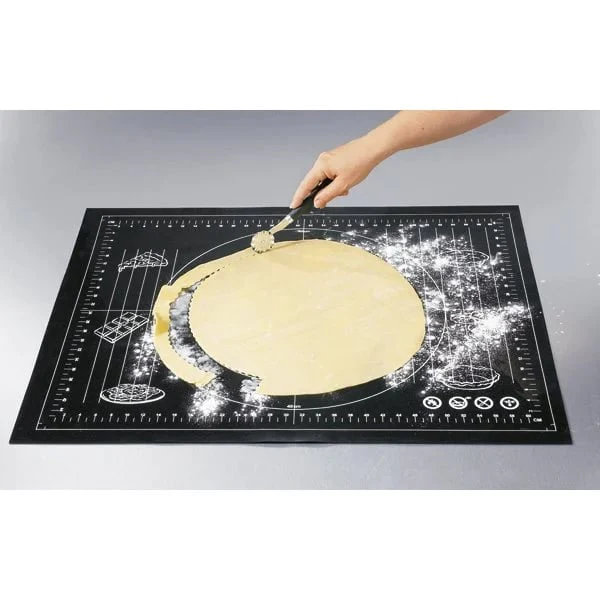 Lot tapis de pâtisserie multi-diamètres et rouleau anti-adhérent 45 cm