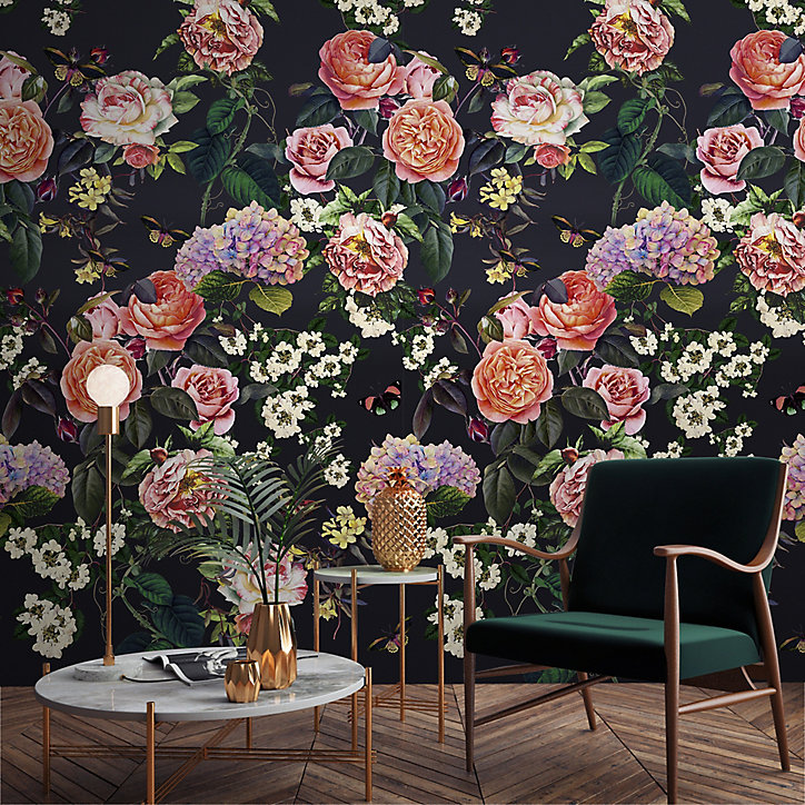Papier peint panoramique Intissé GoodHome Uvaro noir 280 x 159 cm