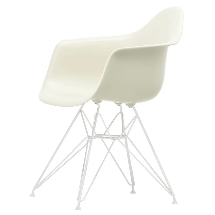Vitra - Eames Plastic Armchair DAR RE, weiss / kieselstein (Filzgleiter weiss)