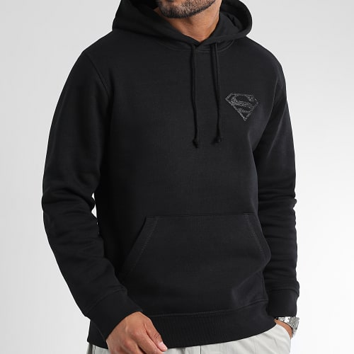 Sweat Capuche Glitter Chest And Back Logo Noir