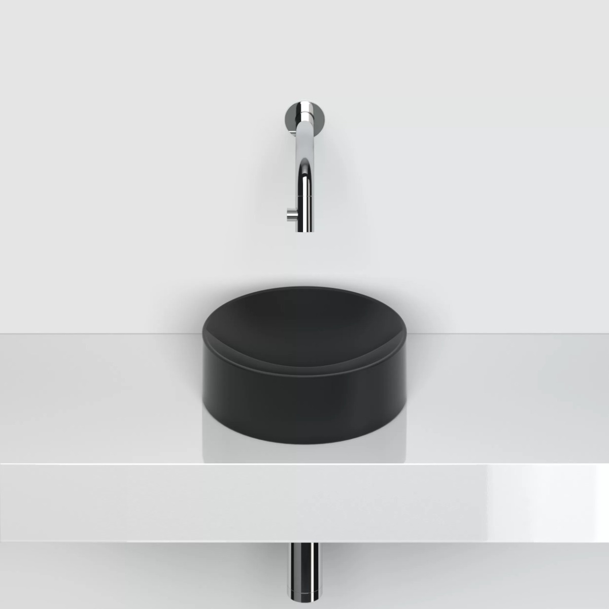 Clou Vale keramische fontein 22cm zonder kraangat zwart mat