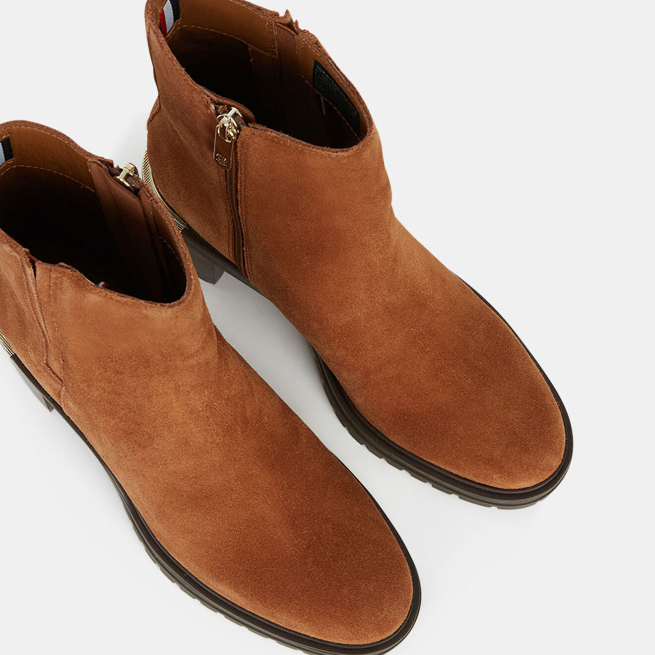 Tommy Hilfiger Bottines en Velours de Cuir Tl cognac - Talon 6,5 cm