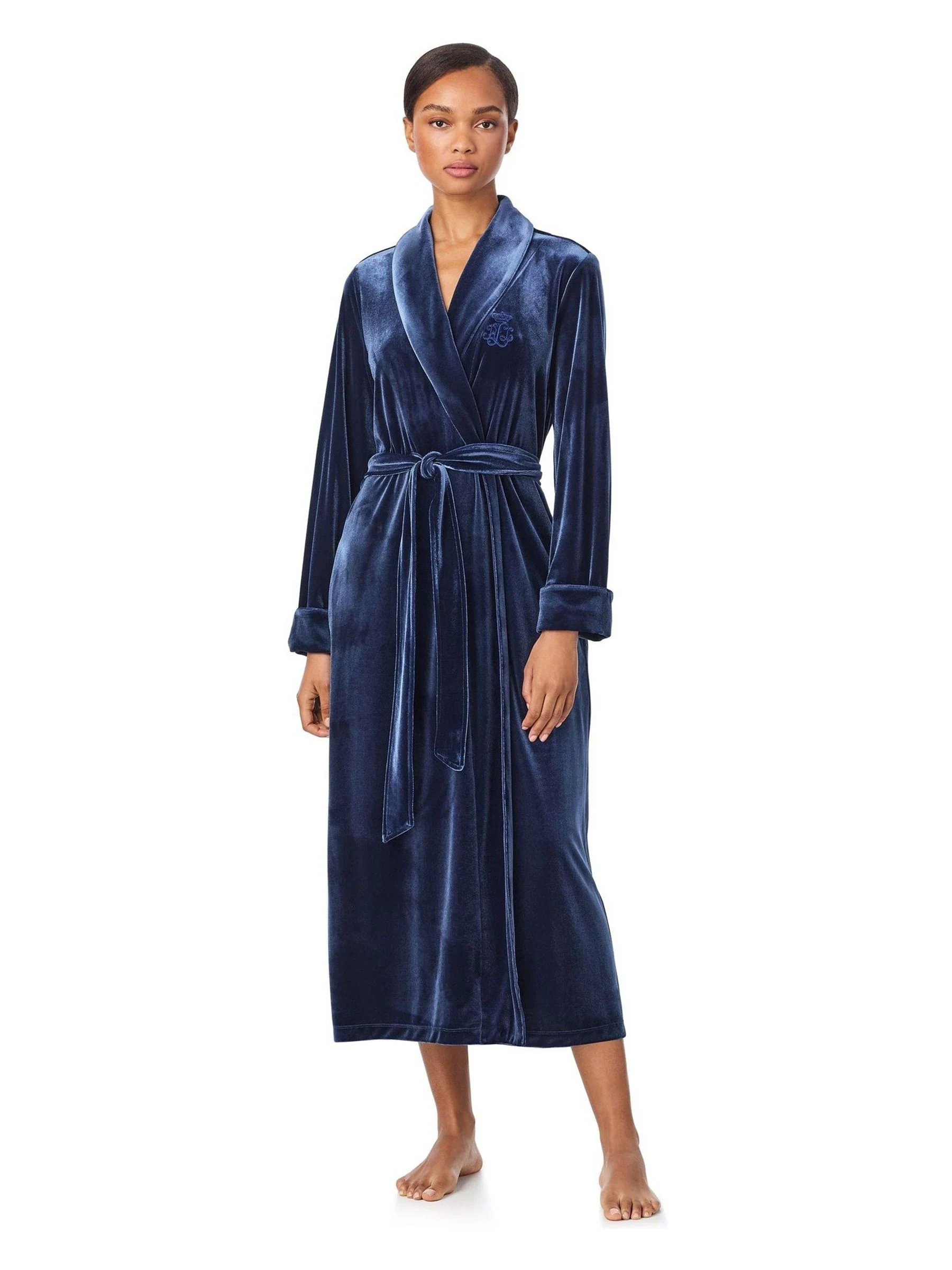 Lauren Ralph Lauren Velvet Long Sleeve Shawl Collar Robe