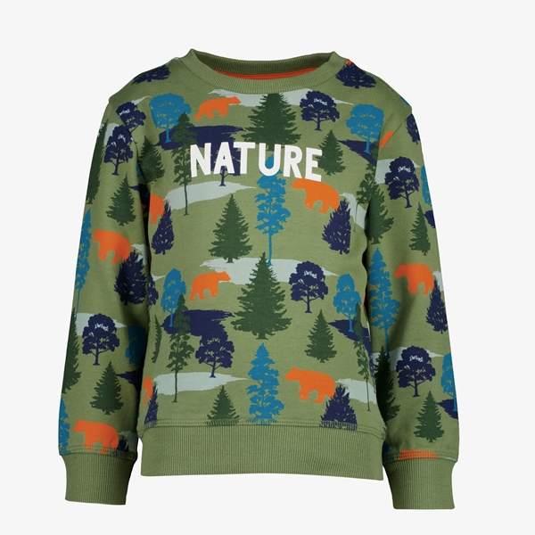 Unsigned jongens sweater groen met bosprint