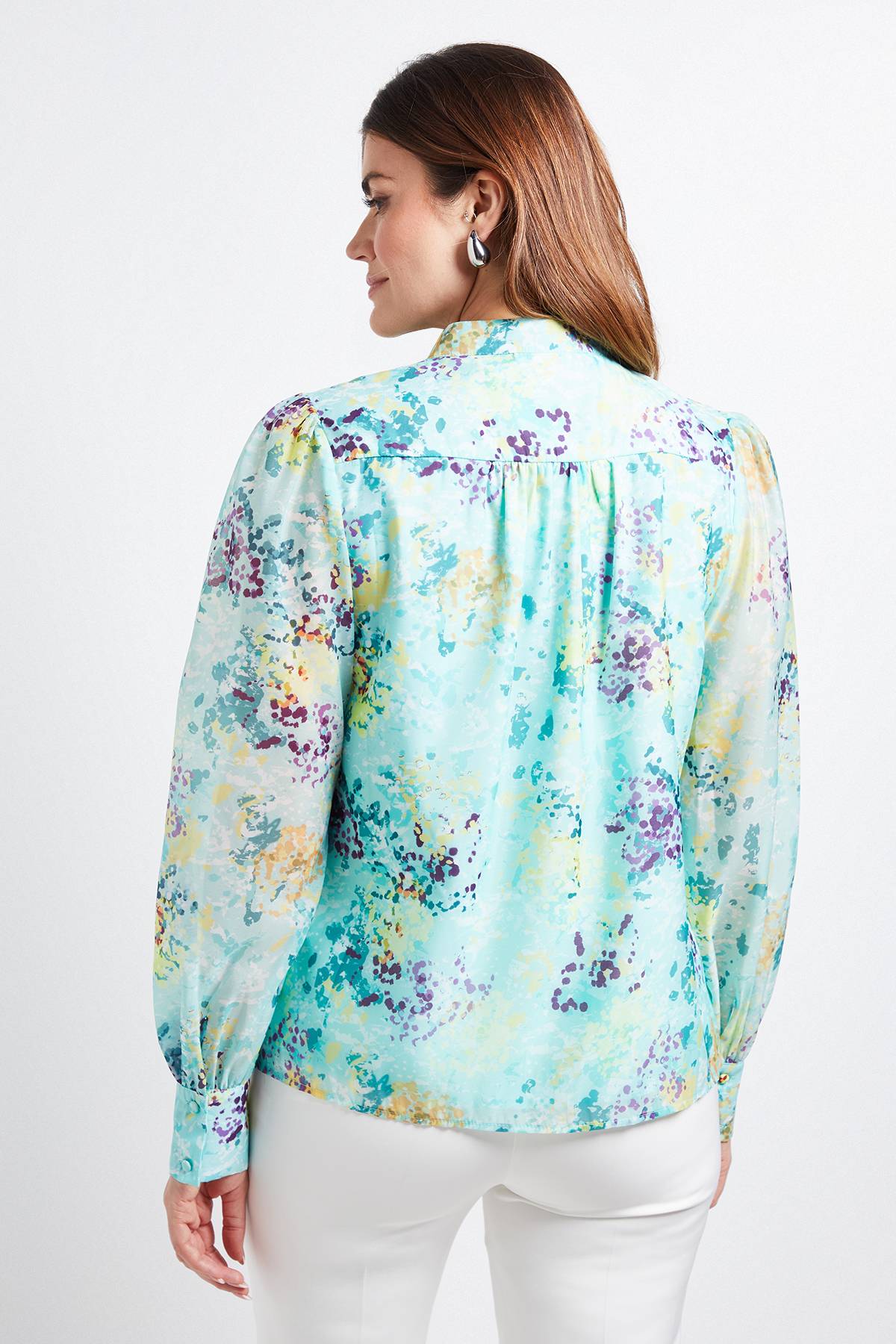Wallis Chemise Sans Col En Organza À Motif Floral