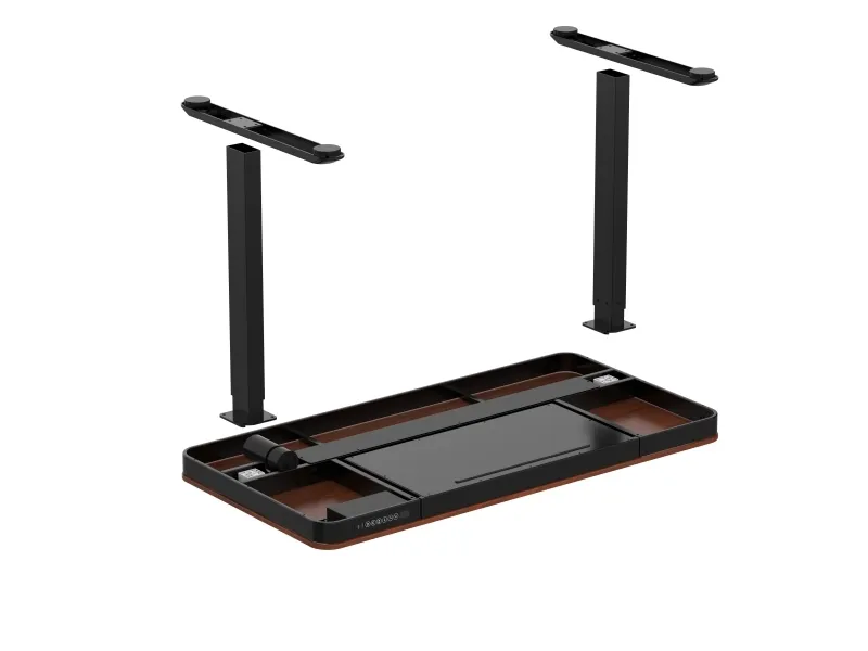 Activejet -skrivebord med elektrisk højdejustering 140x70 ET119W-C sort/valnød, Sort, Valnød, 45 kg, 725 - 1225 mm, Træ, Rektangulær form, Stål
