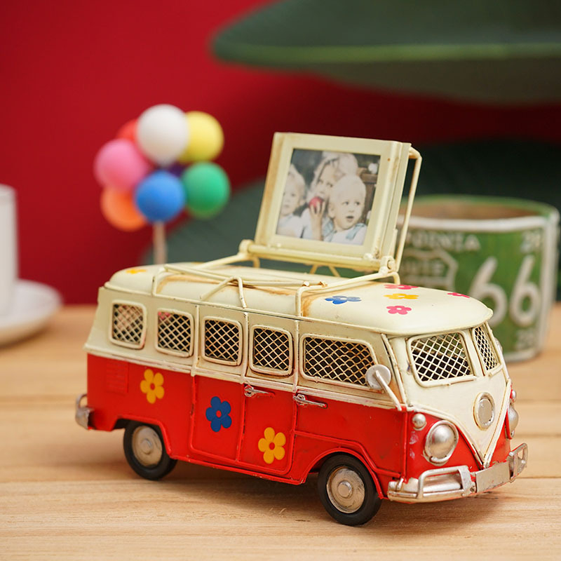 Sparkasse Hippie Bus Home Deko Geschenkidee Flower Power Spardose - Rot