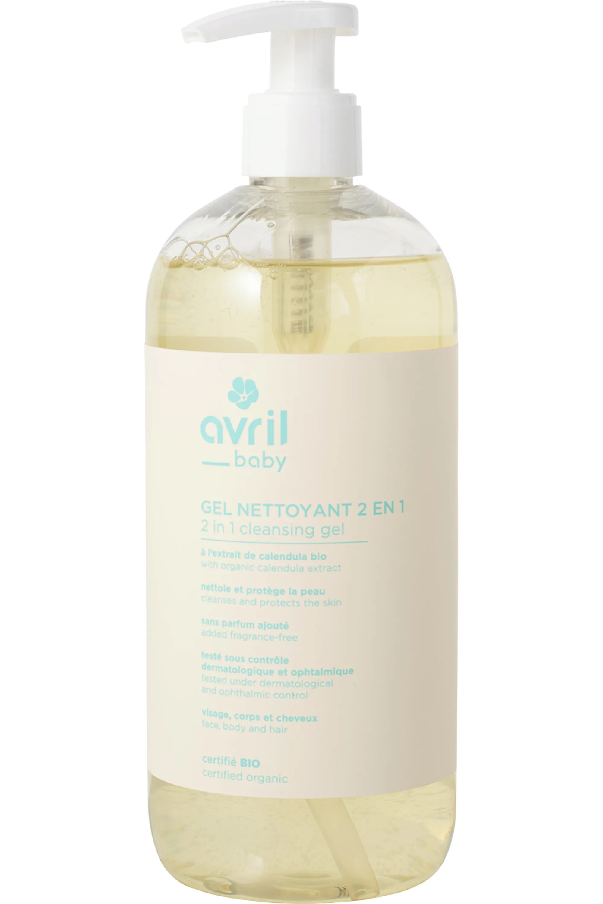 Avril Gel nettoyant bio pour bébé peau & cheveux-500 ml