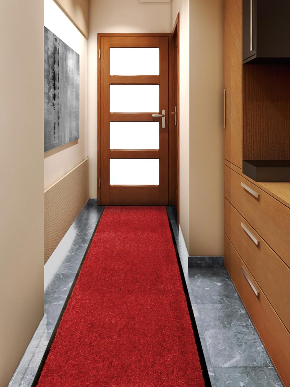 Primaflor Sauberlauf nach Maß - CLEAN, Rot, 90 x 300 cm, Rutschfester Schmutzfangläufer Meterware, Robuster Küchenläufer, Zuschneidbarer Teppichläufer, Eingangsmatte für Flur und Windfang