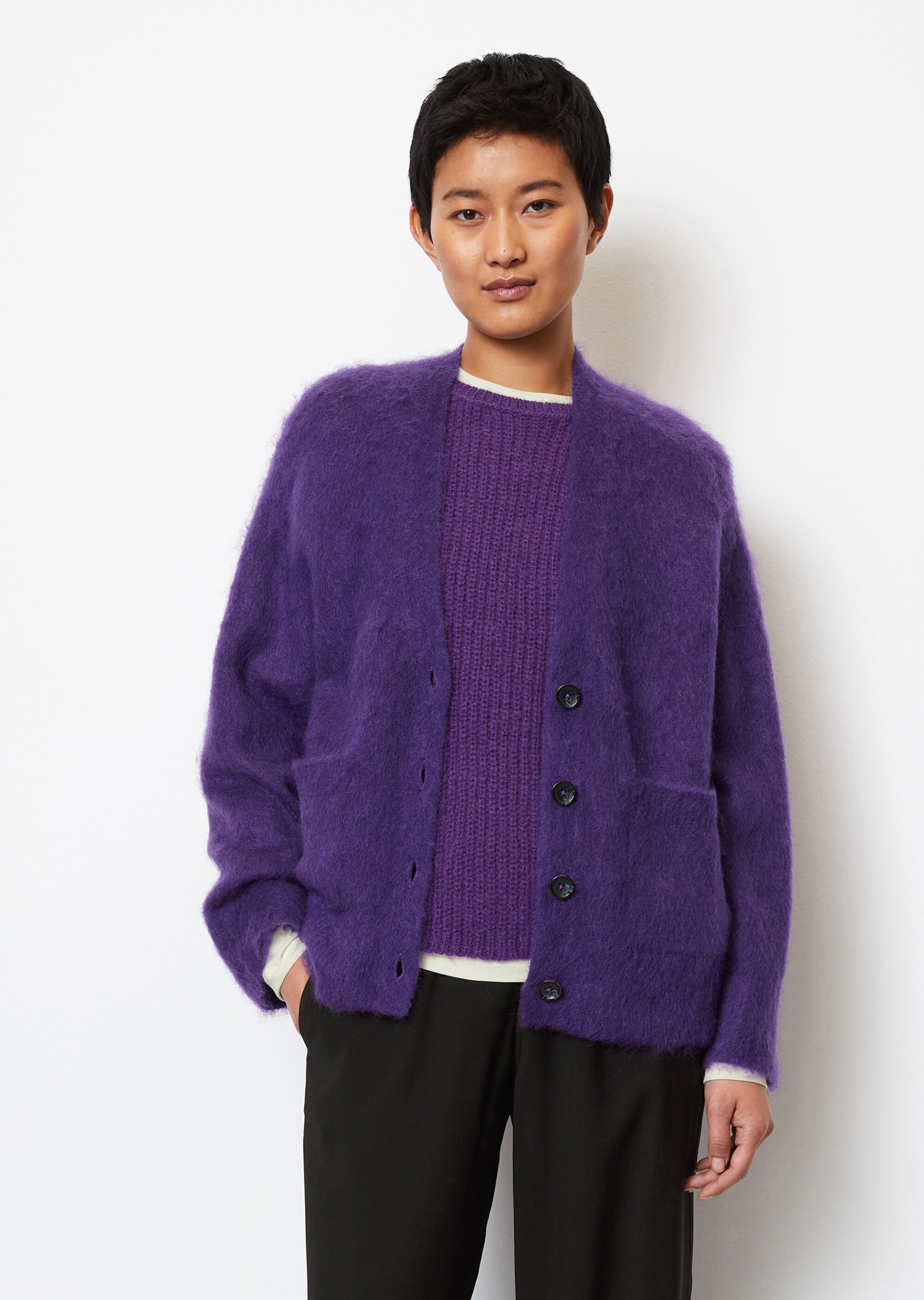 Kuscheliger Flausch-Cardigan oversized aus Mohair-Wolle-Mix