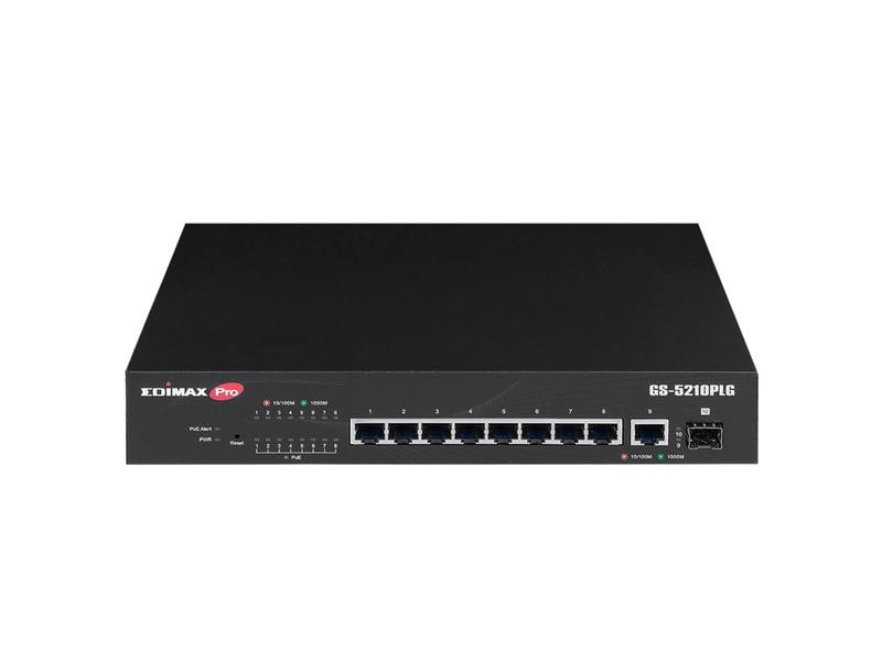 Edimax Pro PoE  Switch GS-5210PLG 10 Port 10-Port Gigabit PoE  Web Smart Switch für Langstrecken mit 1 SFP-Port