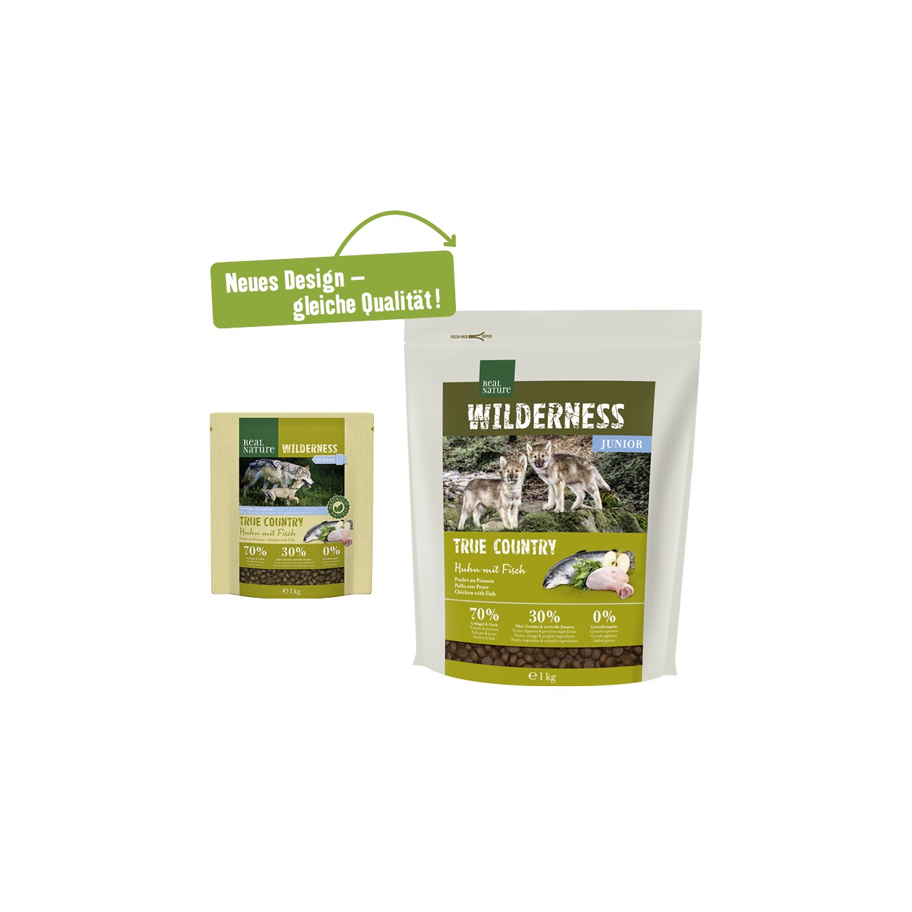 REAL NATURE WILDERNESS Trockenfutter Hund, Junior, True Country Huhn mit Fisch 1 kg
