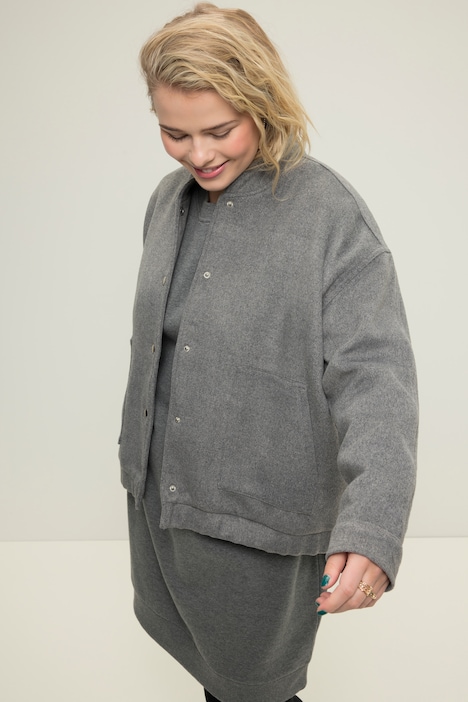 Blouson, oversized, Wolloptik, Collegekragen, elastischer Saum