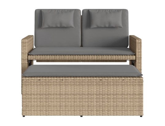 VIDAXL - Banc de jardin Banc inclinable de jardin avec coussins beige résine tressée