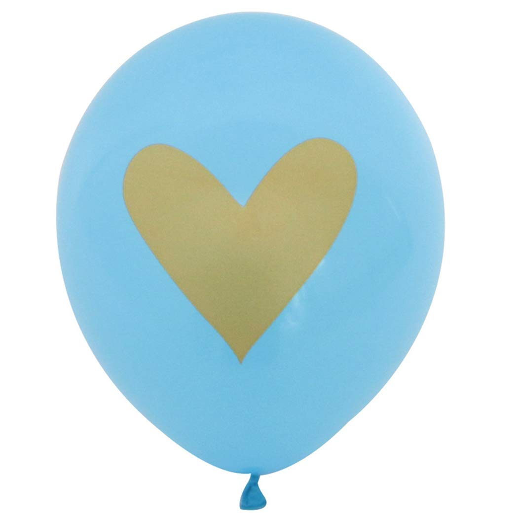 (100er Set) Ø30cm Party Ballons Deko Latex Luftballons mit Herzen - Blau / Gold