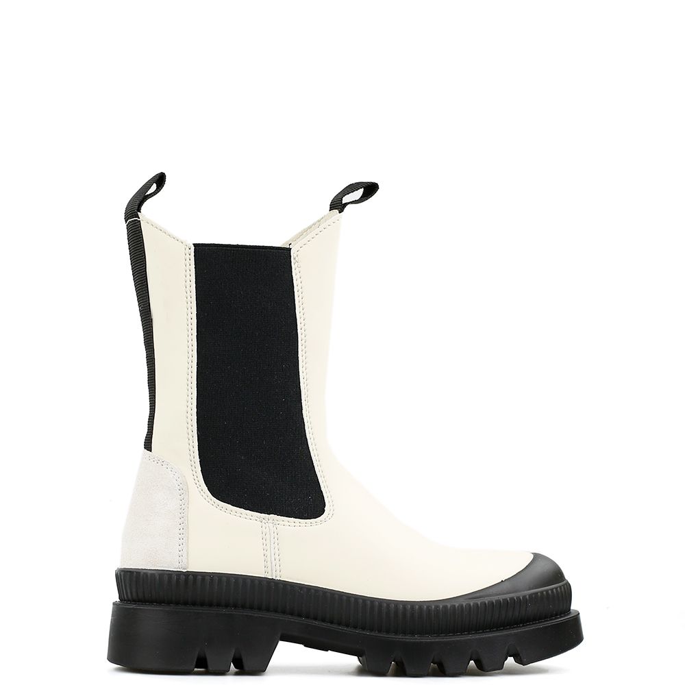 Bikerboots met elastiek Beige - Zwart