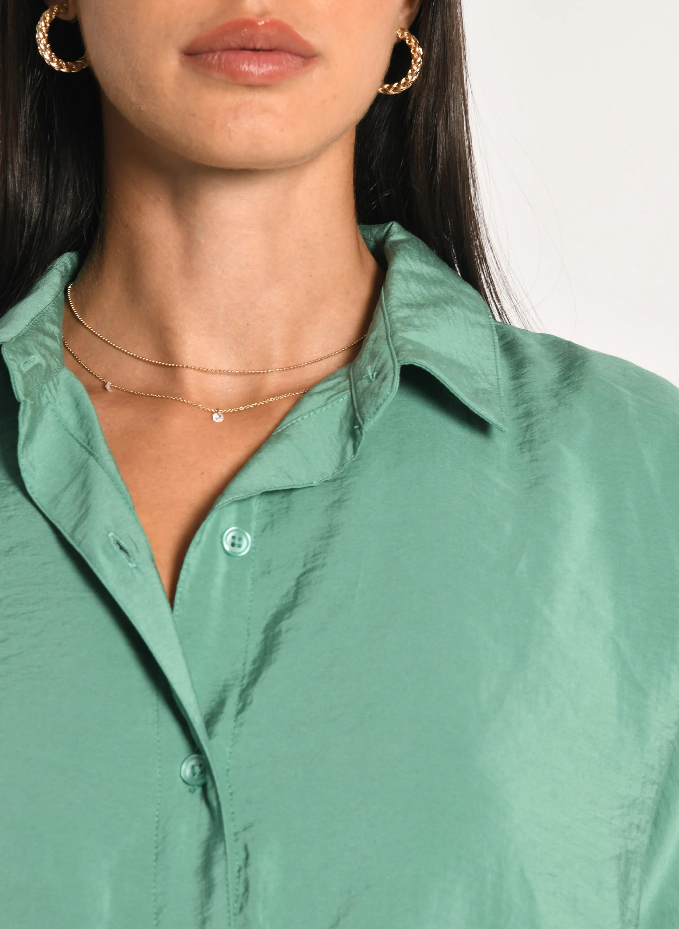 LILOU - Chemise col classique| Vert