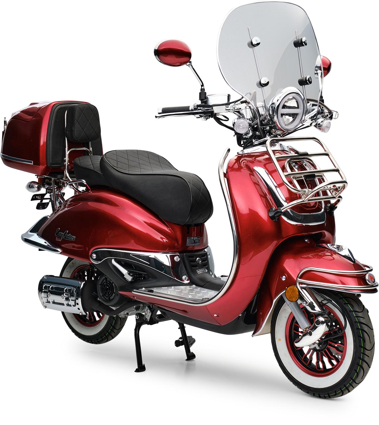 Motorroller Retro EasyCruiser Dunkelrot 50ccm 25 kmh Mofa Scooter