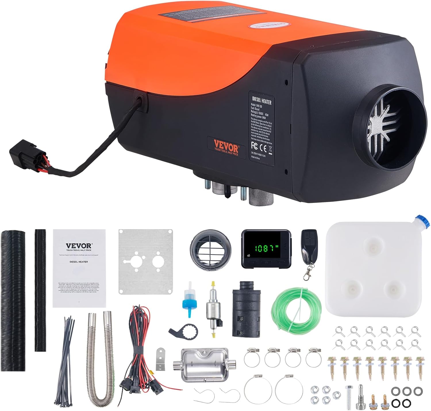 VEVOR Luft Dieselheizung Standheizung 12 V 8 kW, Luftheizung Air Diesel Standheizung Lufterhitzer, 0,16–0,62 L/Std. Dieselheizung mit LCD-Display & Fernbedienung Air Diesel Heizung