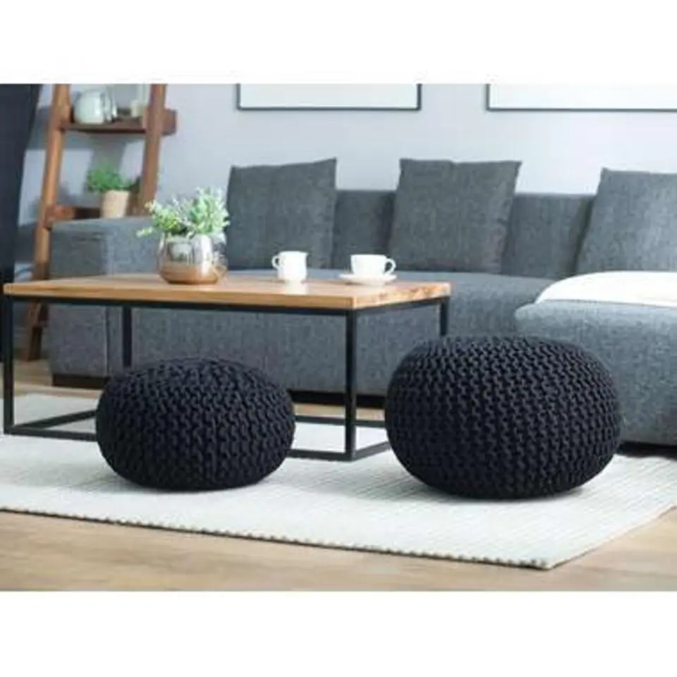 CONRAD - Poef - Zwart - 50 cm - Katoen