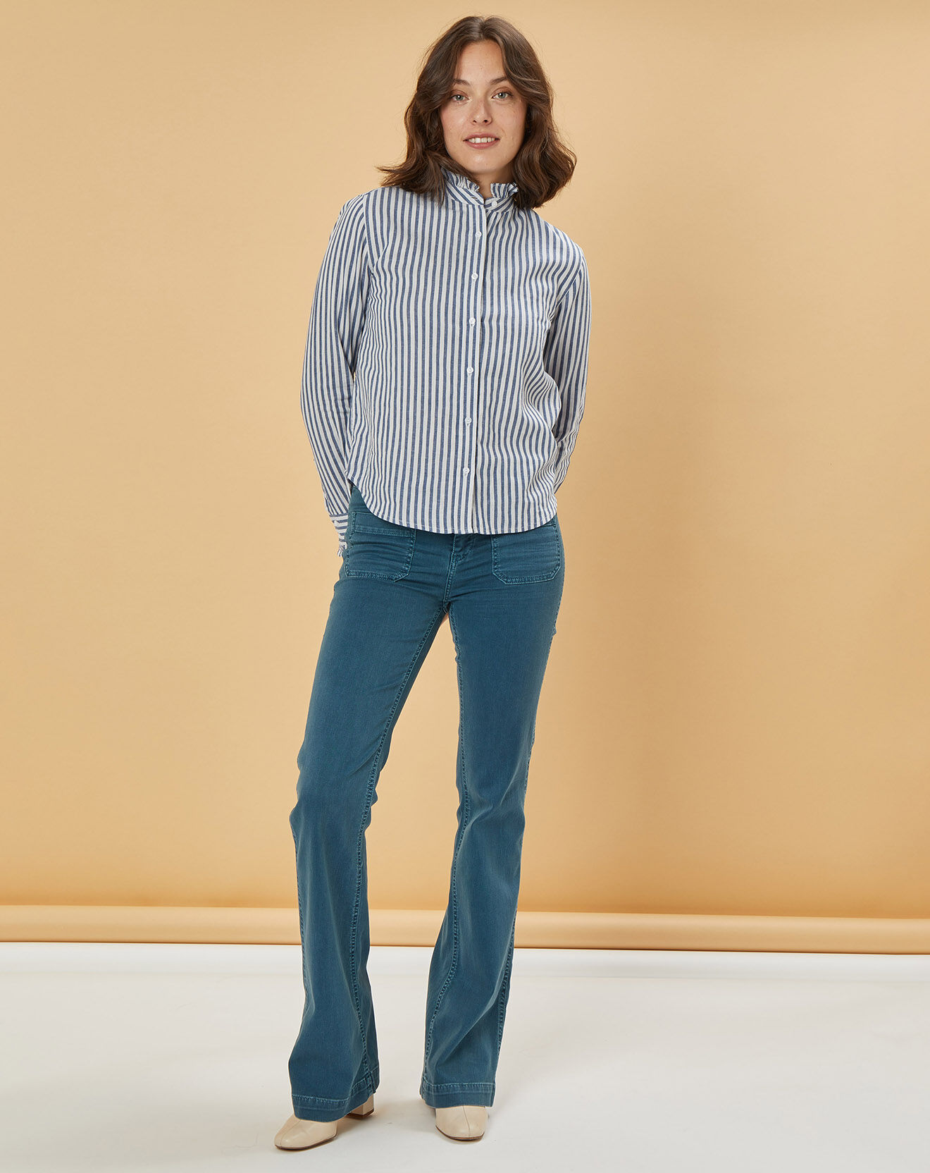 Acquaverde Jean bootcut Charlotte bleu canard