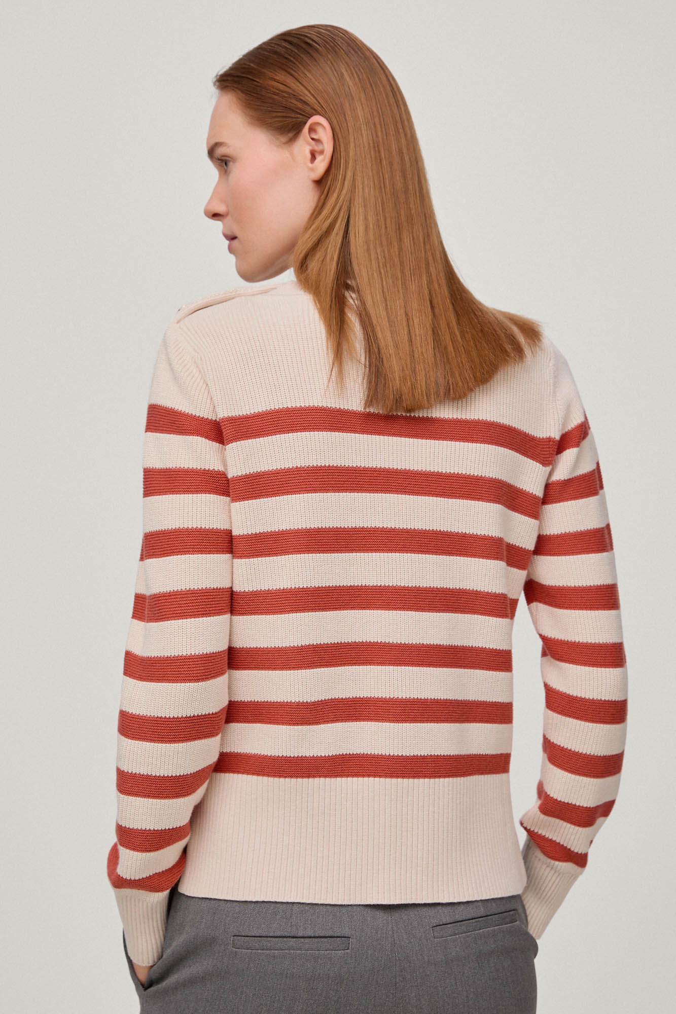 Jersey de raias com botão joya - Naranja