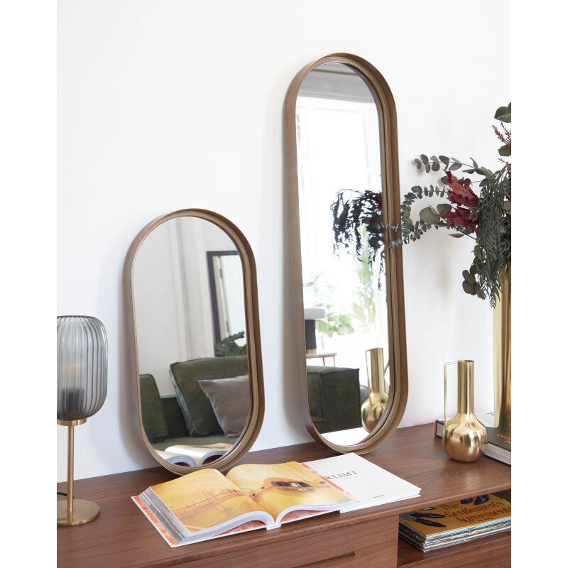 Miroir mural Tiare métal doré 31 x 101 cm