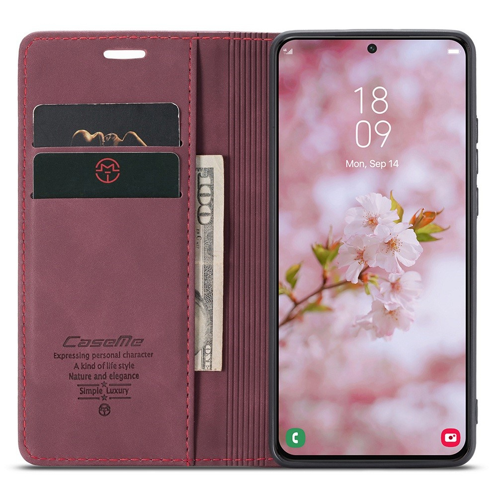 Samsung Galaxy S22 5G Leder Tasche Flip Wallet Etui mit Kartenfächern - Dunkelrot