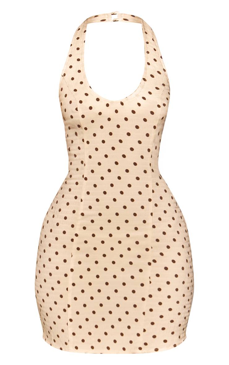 Butter Cream Robe Courte Petite À Pois Buttercream Avec Dos Nu Et Col Licou À Nouer À La Taille