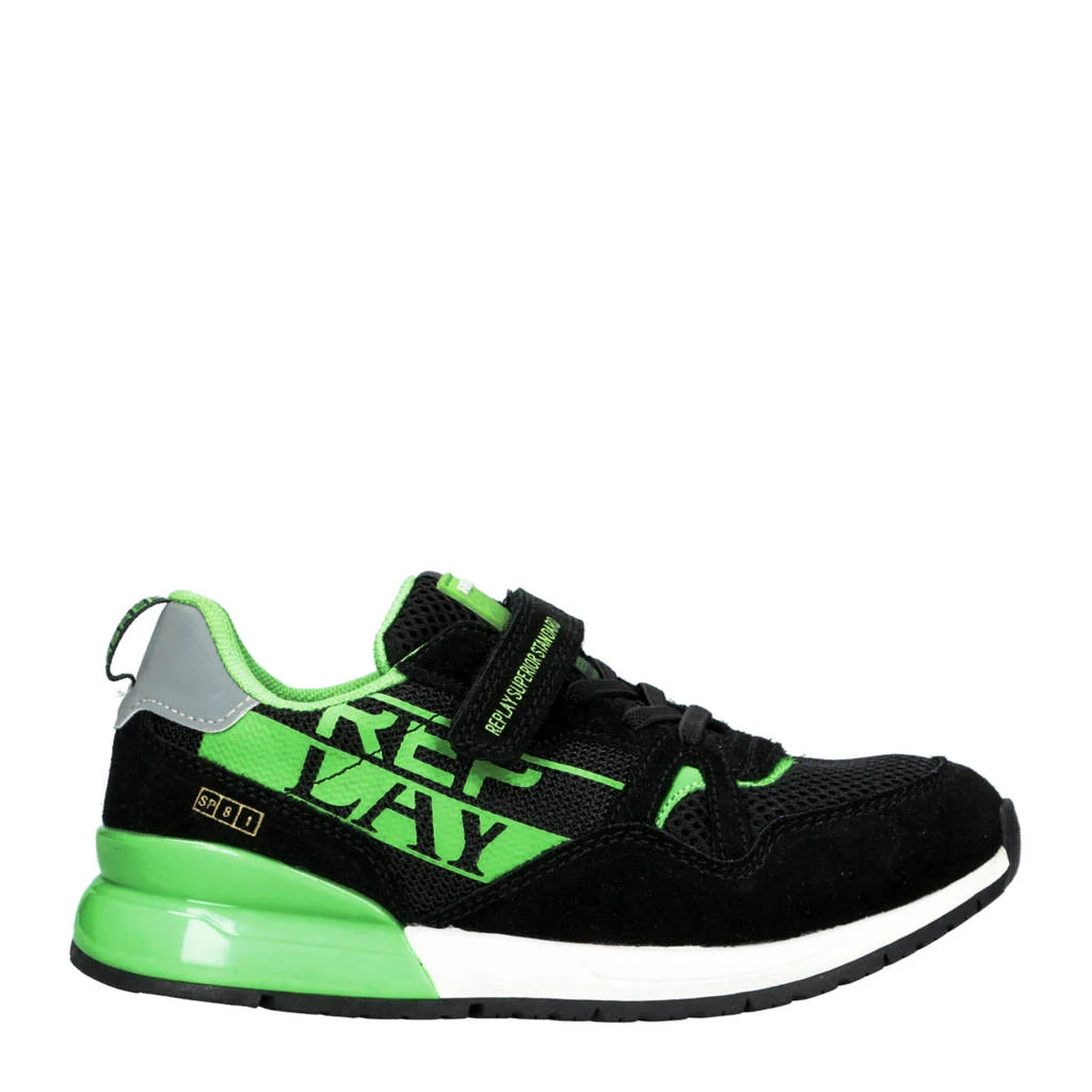 REPLAY Shoot jr 11suède sneakers zwart