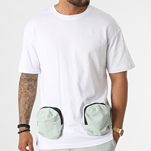 Ensemble Tee Shirt Poche Et Pantalon Jogging F22-910T Turquoise Blanc