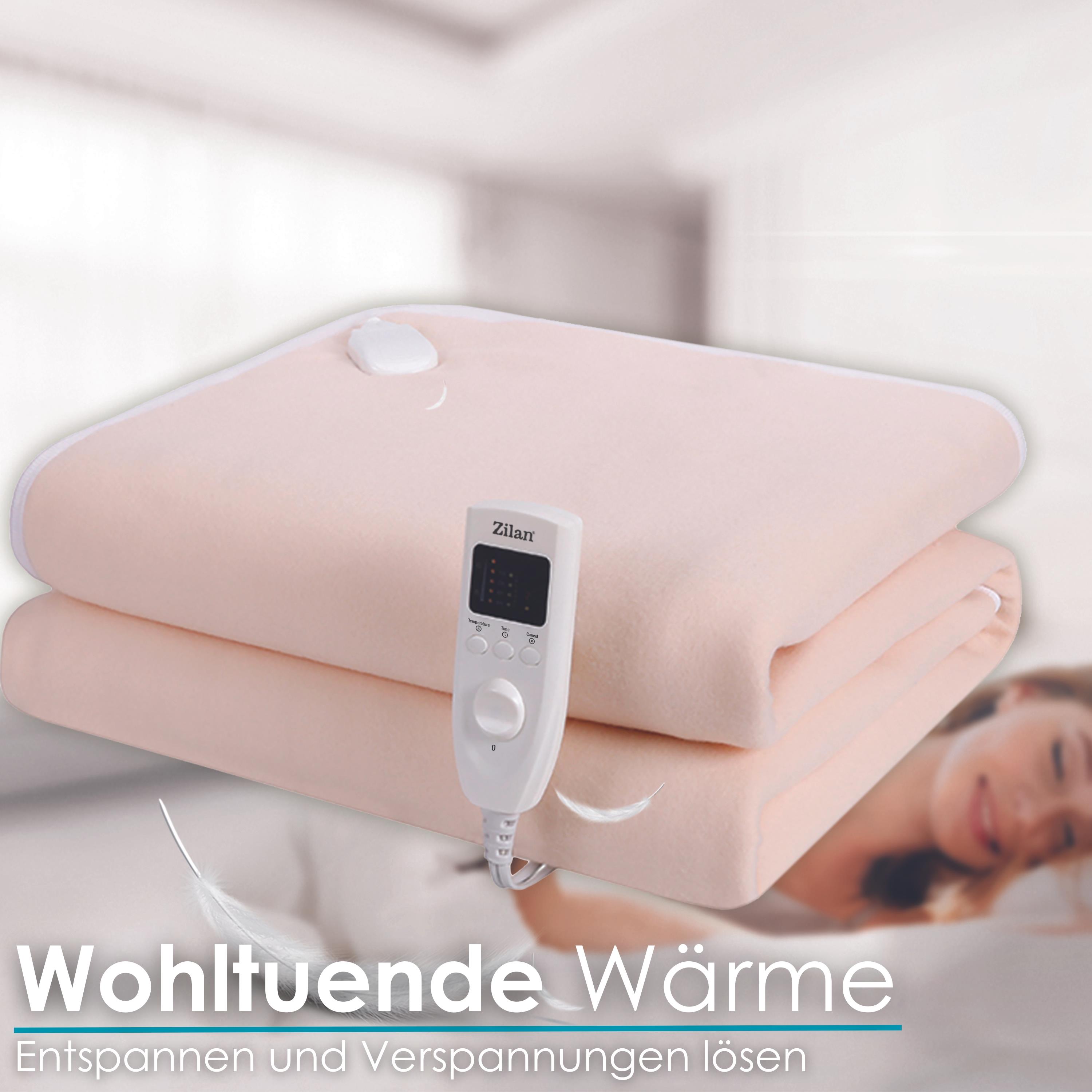 Zilan Elektrische Heizdecke mit Timer Wärmedecke 150x80cm beige
