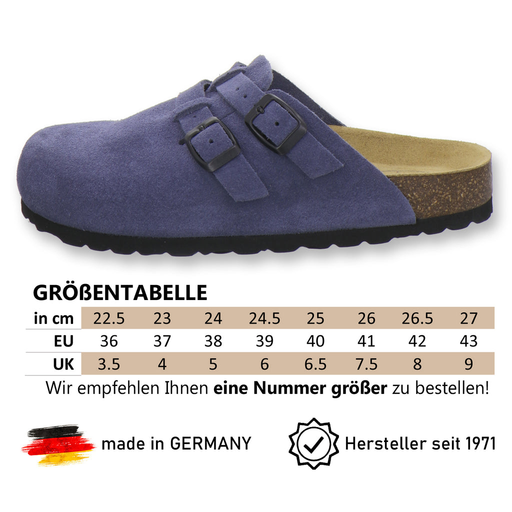 modischer Clogs Damen Leder azzurro Velour