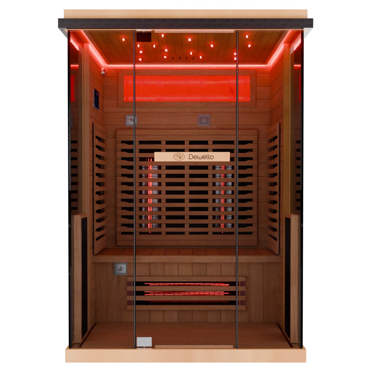 Dewello® Infraroodcabine Infraroodsauna KENORA 130cm x 105cm incl. 5 full spectrum emitters, 3 koolstof emitters, LED
