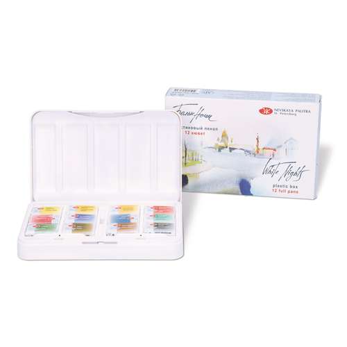 WHITE NIGHTS™ Extrafeine russische Künstler-Aquarellfarbe, Kunststoff-Etui
