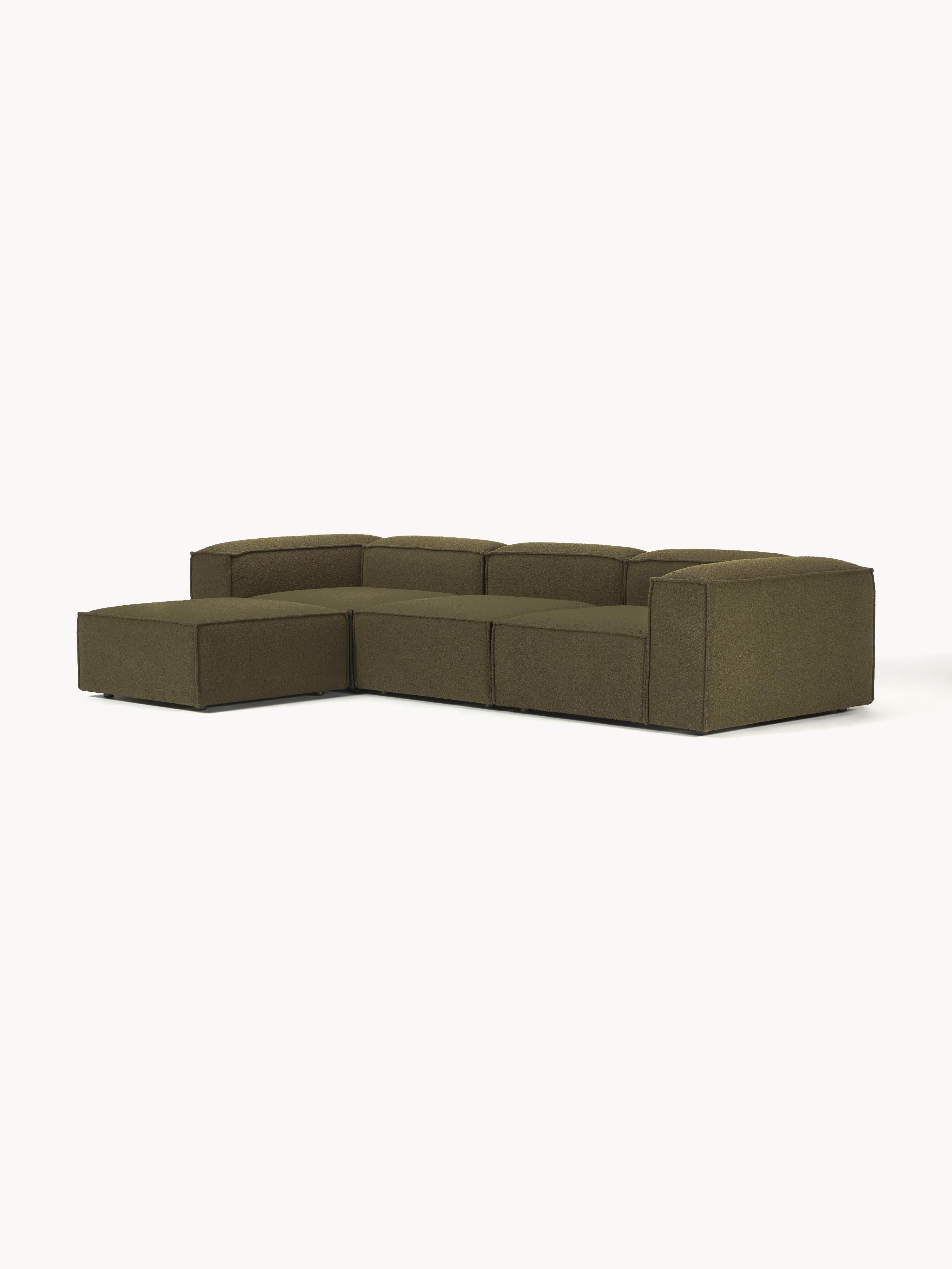 Lennon 4-zits modulaire bank in bouclé met poef (links/rechts)