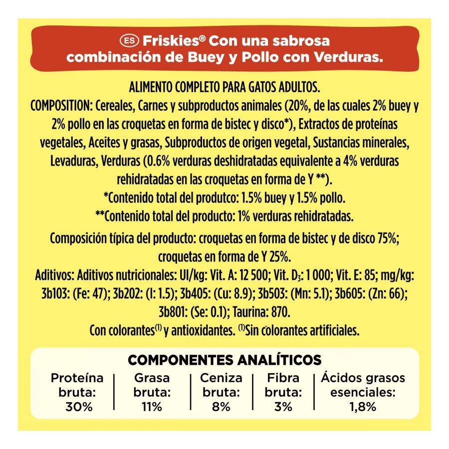 Ração para gatos Friskies Adult com carne bovina, frango e vegetais