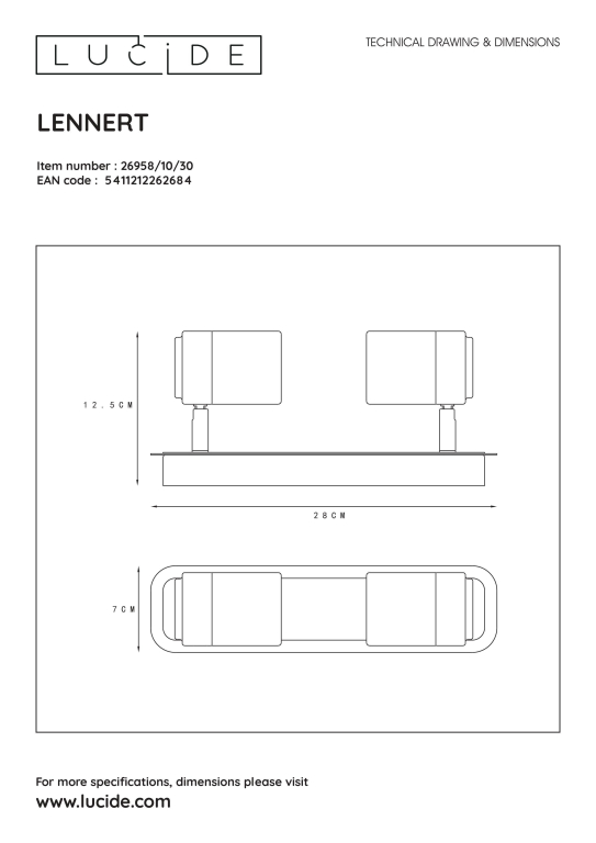 Lucide Lennert 2 spot LED badkamer IP44 zwart