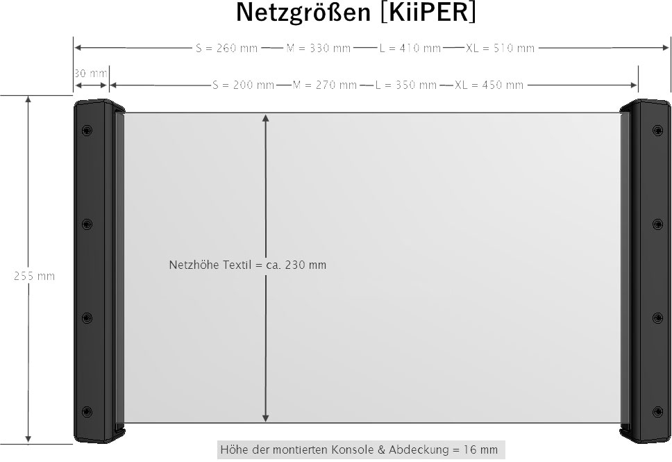 Kiiper-Ablagenetz - Schwarz liniert - XL